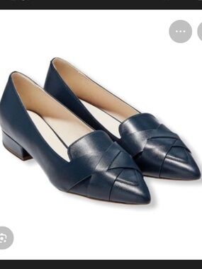 Cole Haan Camilla Skimmer Pumps Pointed Toe Weave Leather Slip On Flats 10B Navy